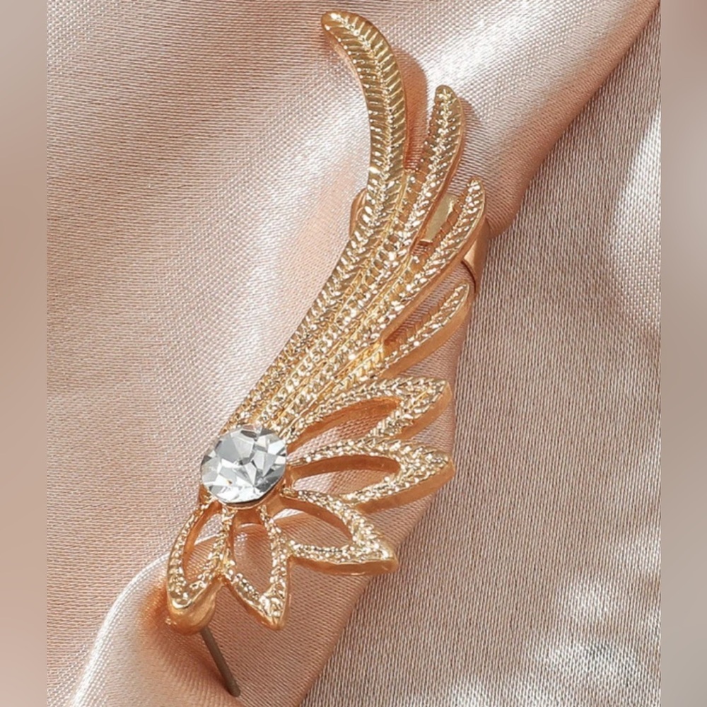 1pc Rhinestone Decor Wing Design Ear Climber - Picture 2 of 5